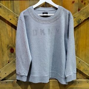 DKNY GRAY EVERYWHERE SWEATSHIRT WITH BLING SIZE LARGE